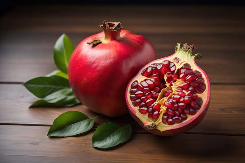 تصویر زیبا از انار در کنار برگ