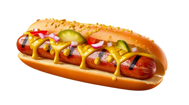 طرح دوربری شده ساندویچ سوسیس با سس خردل