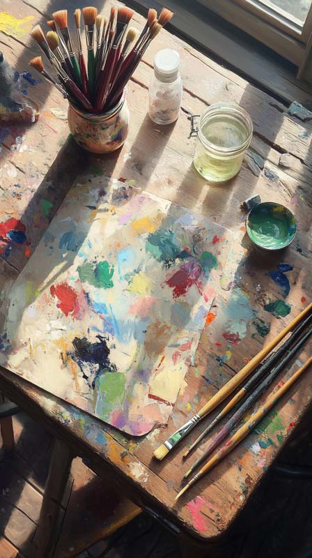 دانلود تصویر هنری میز نقاشی