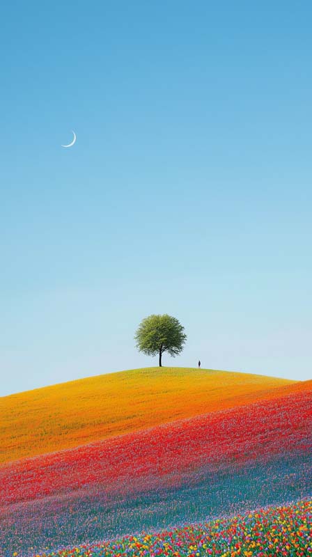 تصویر هنری درخت بالای تپه