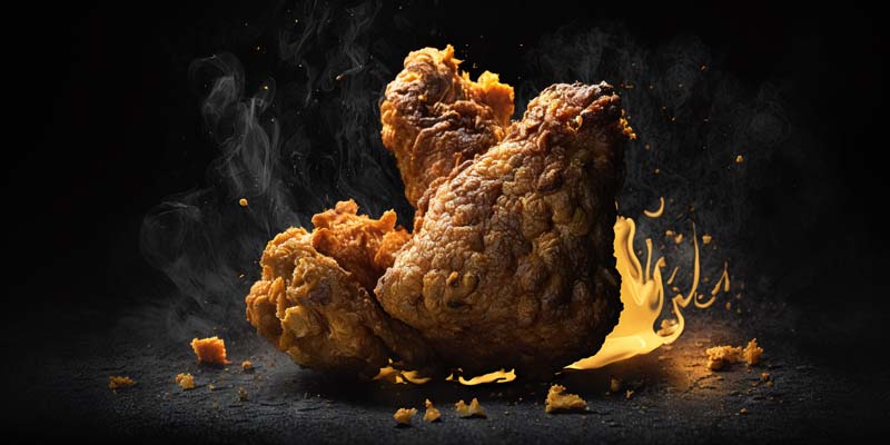 عکس فوق العاده از مرغ سوخاری  وشعله