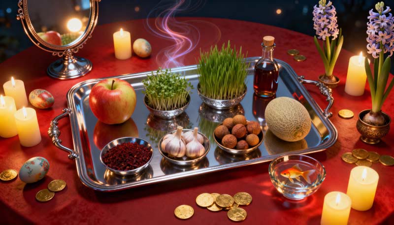 تصویر گرافیکی سفره عید نوروز سرخ
