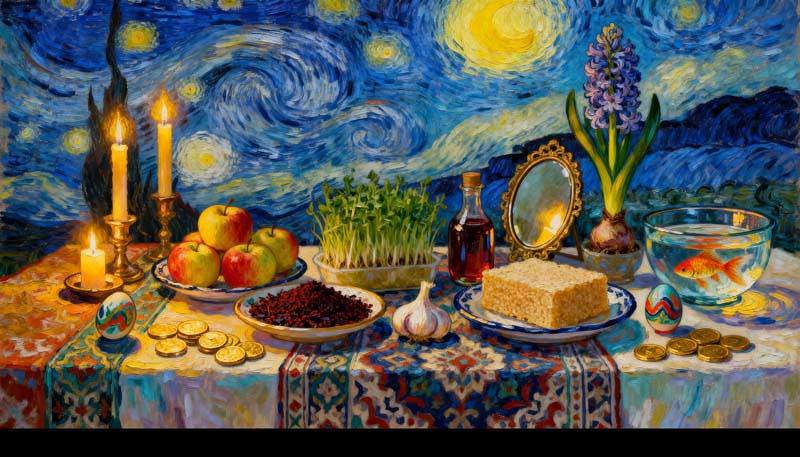 تصویر گرافیکی سفره هفت سین زیبا