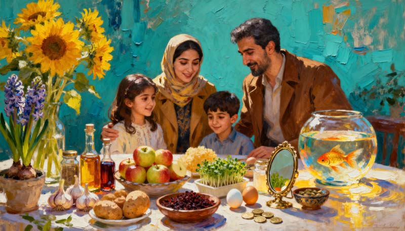 دانلود تصویر گرافیکی سفره هفت سین سنتی