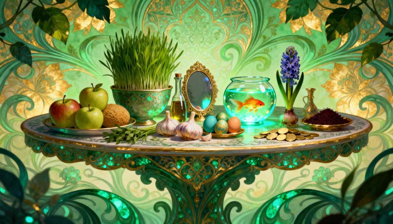 دانلود عکس گرافیکی سفره عید نوروز سبز