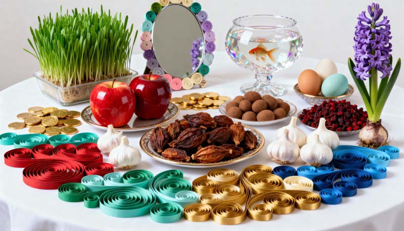 عکس گرافیکی سفره تحویل سال نو