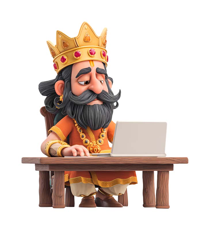 دانلود طرح پادشاه و لپ تاپ روی میز