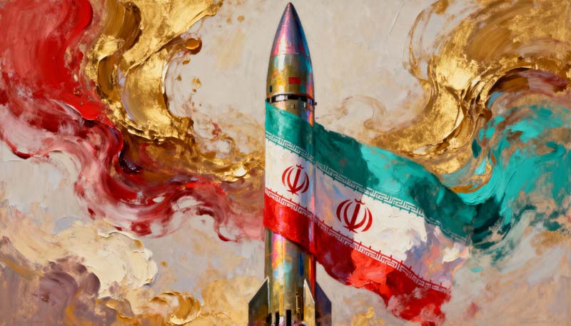 دانلود تصویر هنری موشک با پرچم ایران