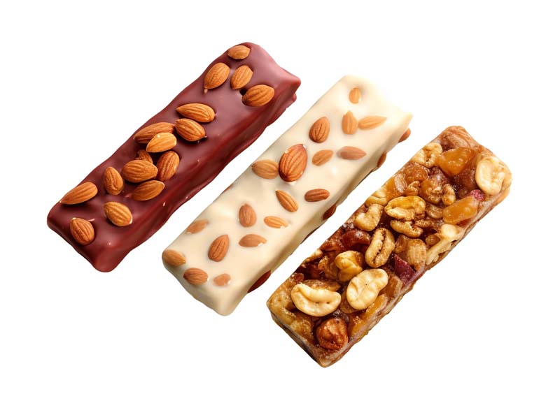 طرح دوربری شده پروتئین بار با مغز بادام