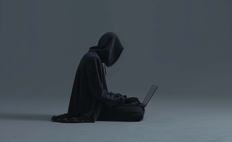 تصویر با کیفیت هکر سیاه از نمای بغل