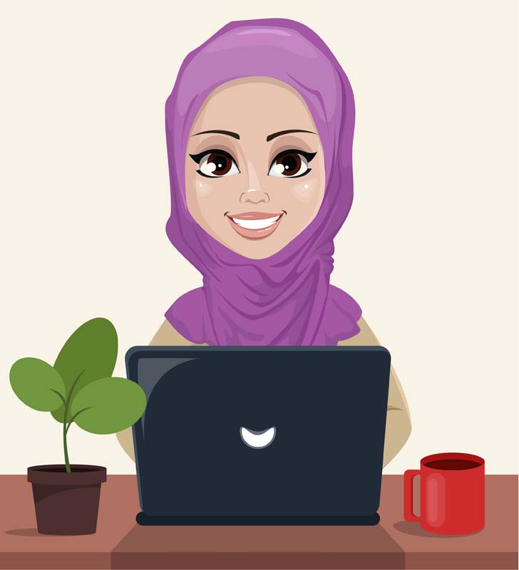 دانلود وکتور مفهومی کار با لپ تاپ توسط خانم محجبه