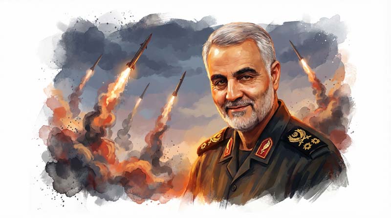 دانلود تصویر باکیفیت سردار سلیمانی و موشک بالستیک