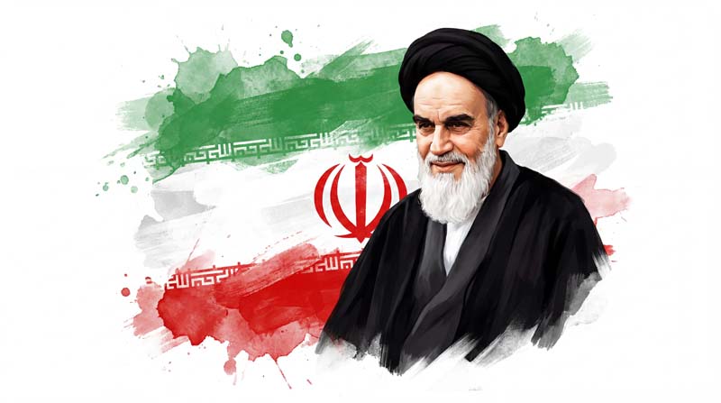 تصویر امام خمینی با پرچم ایران