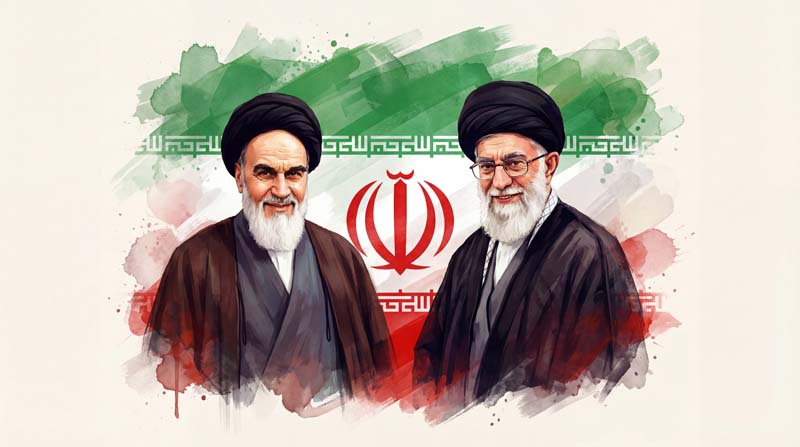 تصویر حضرت امام و حضرت خامنه ای با پرچم ایران