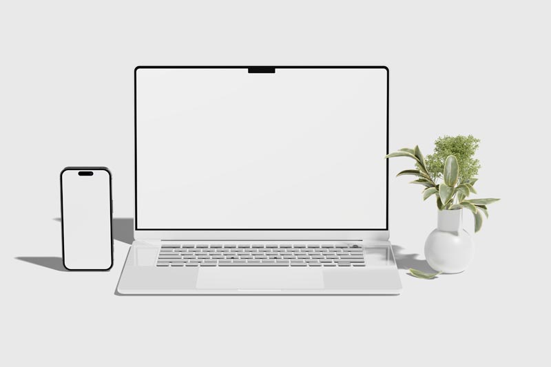 طرح موکاپ لایه باز لپ تاپ و موبایل