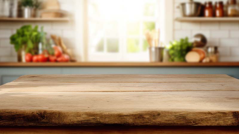 عکس نمای نزدیک میز چوبی