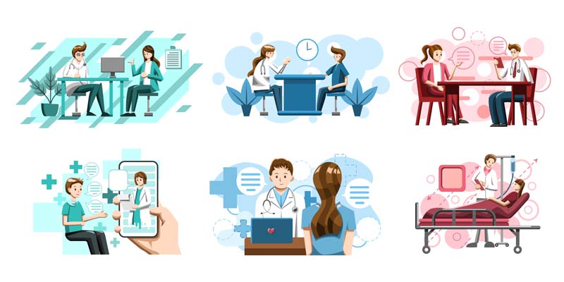 دانلود وکتور مفهومی مجموعه مطب و بیمارستان