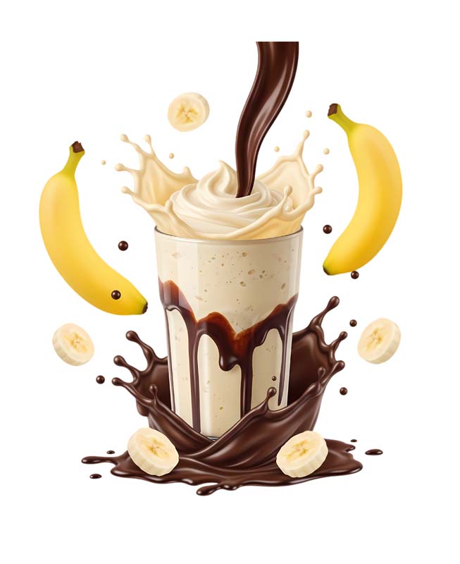 دانلود طرح لیوان شیر موز و موز تازه و شیر کاکائو