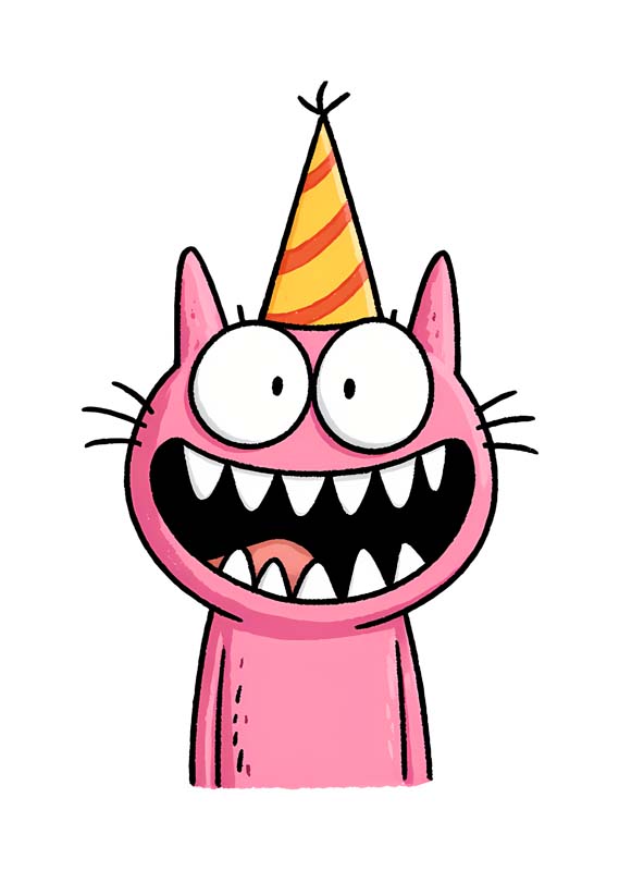 دانلود طرح هیولای کارتونی با کلاه تولد