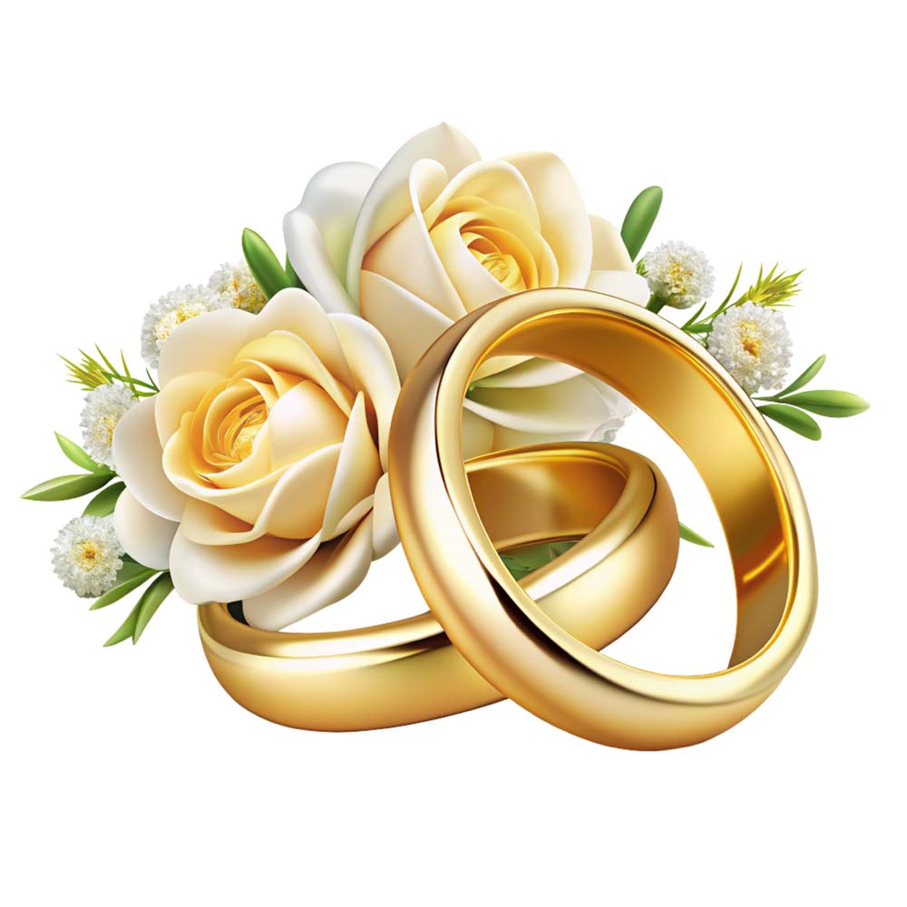 دانلود عکس png حلقه ازدواج و گل تزئینی با کیفیت بالا