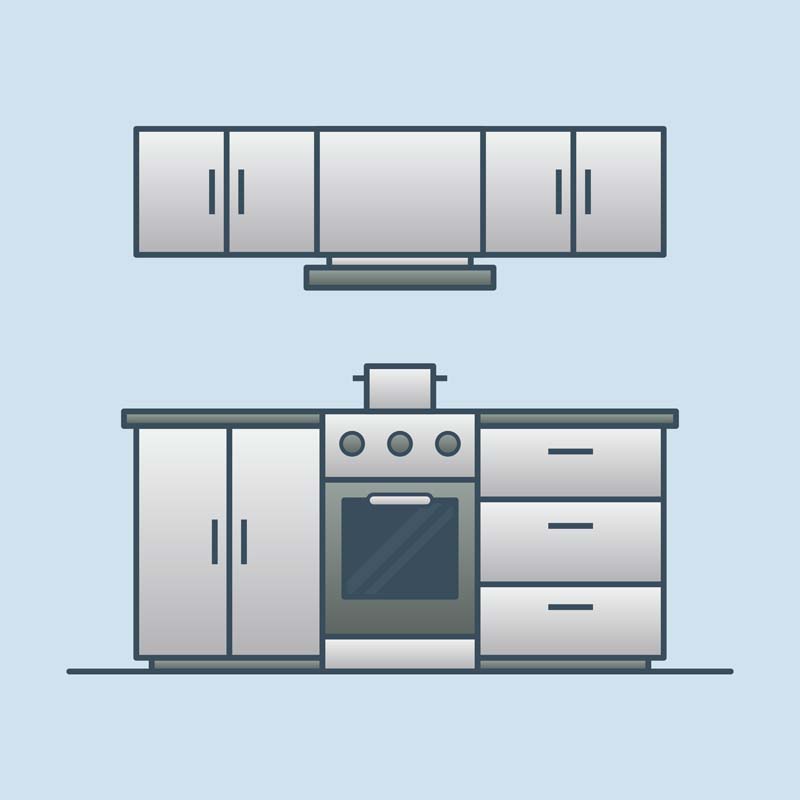 دانلود طرح لایه باز آشپزخانه با کابینت نقره ای