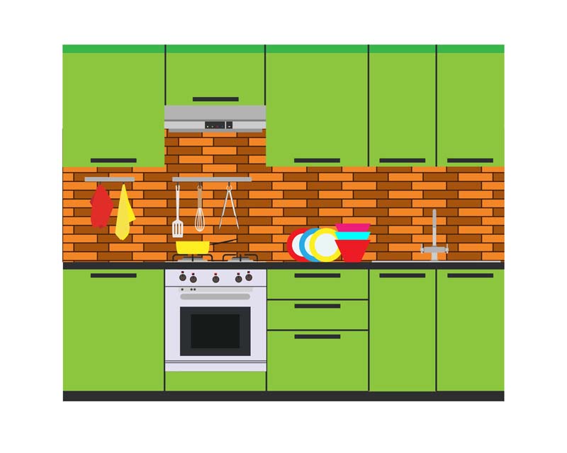 دانلود طرح لایه باز آشپزخانه با کابینت سبز