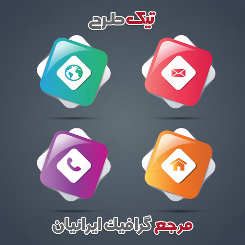 دانلود طرح ساده لایه باز آیکون پیامک و تماس