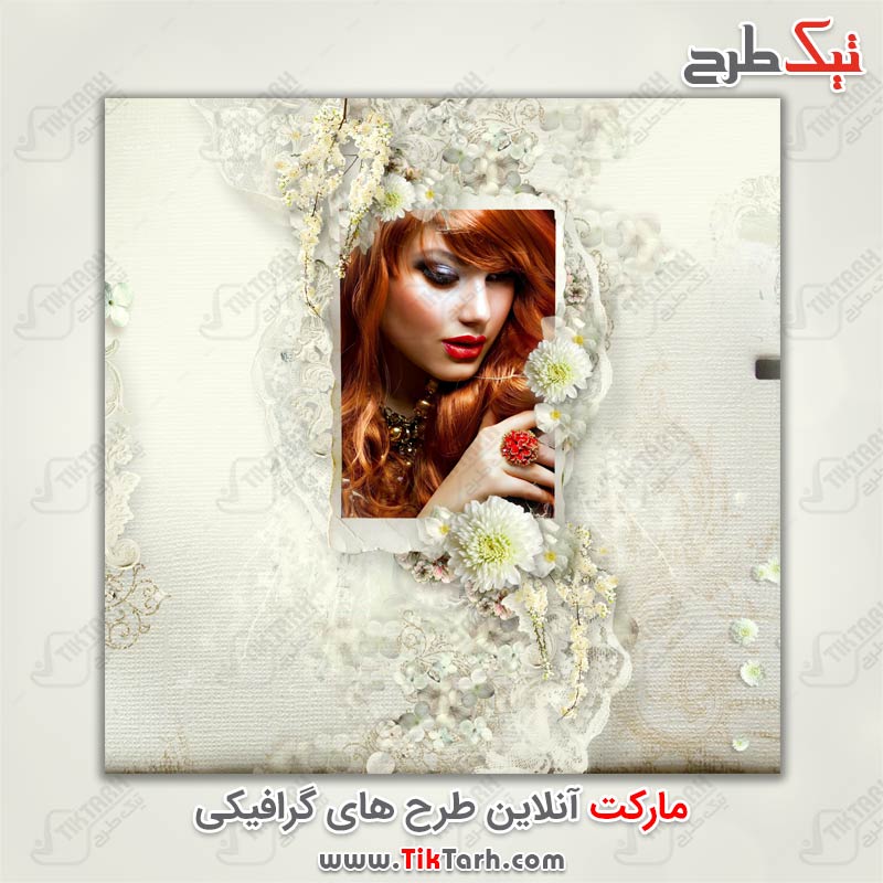 فون لایه باز عروس و داماد با طرح گل سفید
