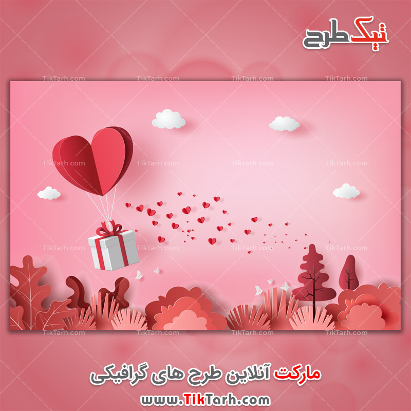پس زمینه طراحی لایه باز جعبه کادو با طرح عاشقانه