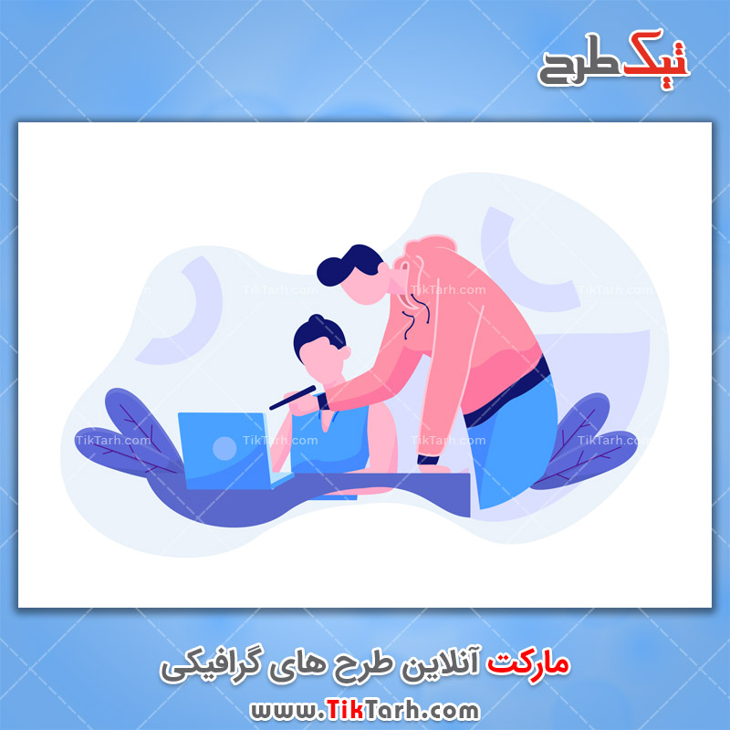 دانلود وکتور مفهومی  آموزش کامپیوتر