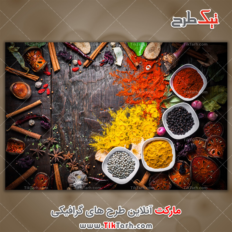 دانلود عکس باکیفیت ادویه و مواد غذایی روی میز