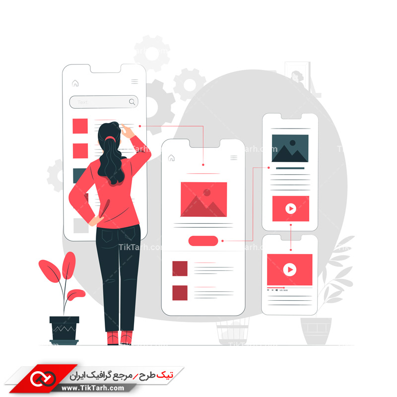 دانلود وکتور مفهومی کار با نرم افزار های موبایلی