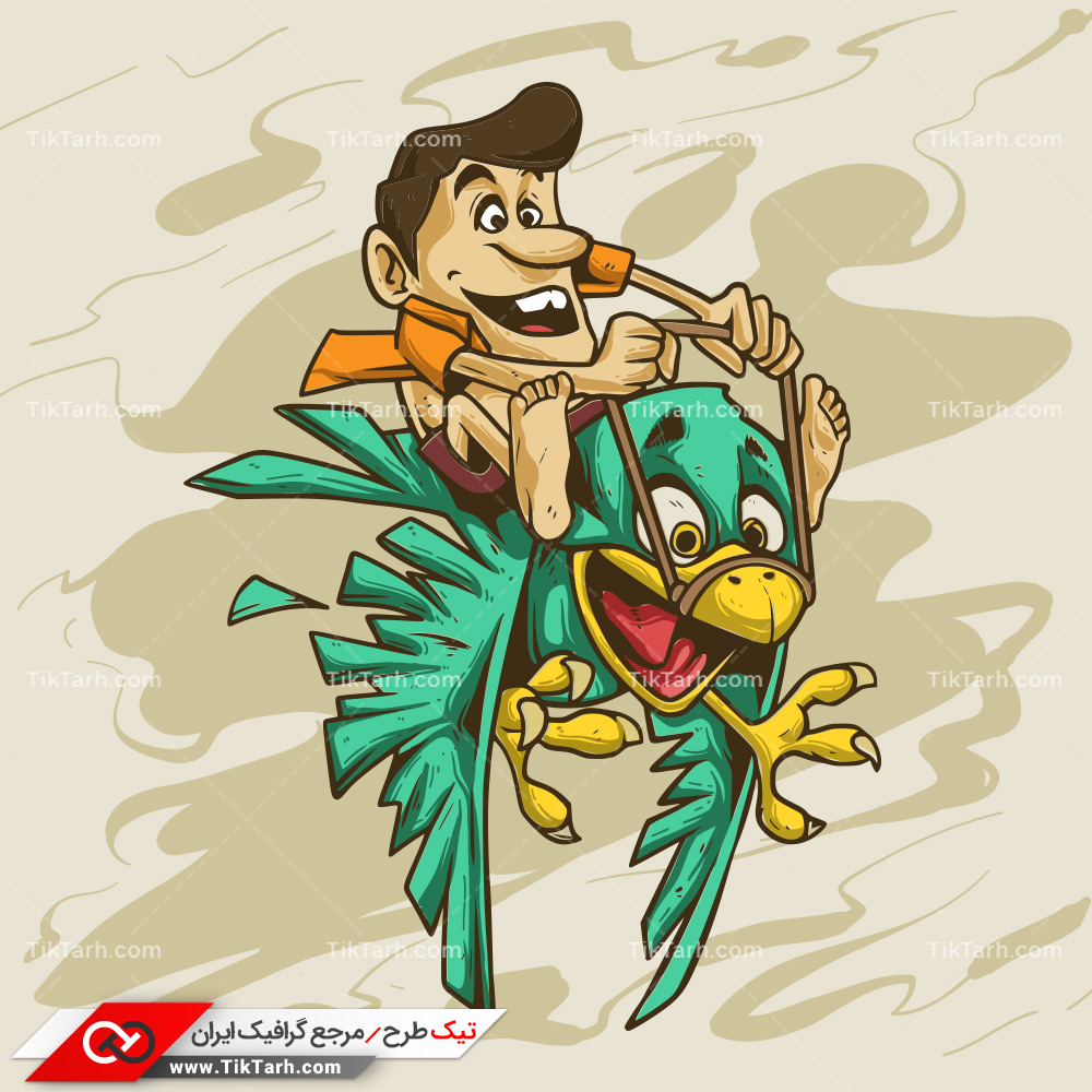 دانلود طرح لایه باز انسان پرنده سوار کارتونی