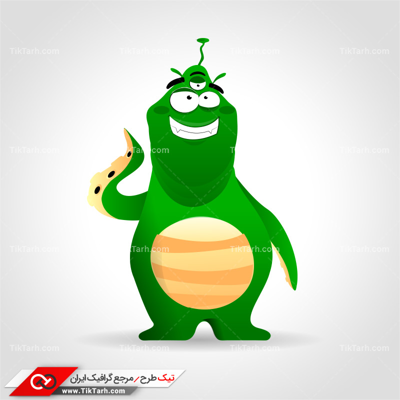 دانلود طرح لایه باز آدم فضایی سبز کارتونی