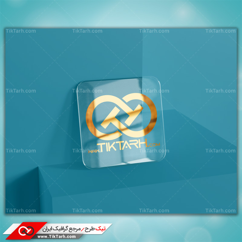 دانلود طرح لایه باز موکاپ لوگو زرد روی شیشه