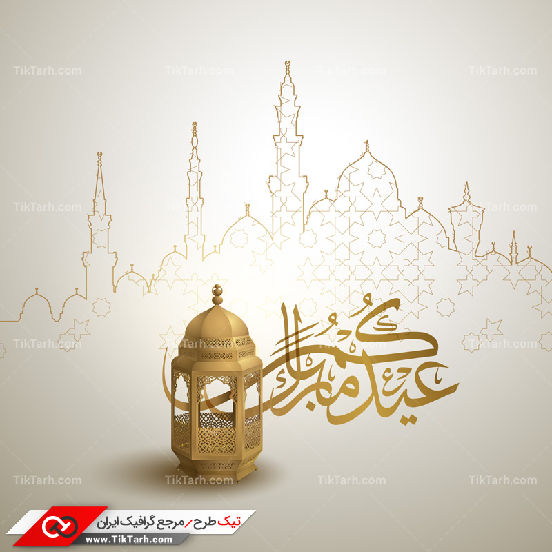 طرح لایه باز پس زمینه طوسی با طرح فانوس و تبریک عید