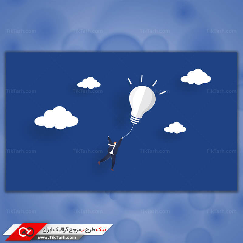 دانلودپس زمینه طراحی با طرح مرد و لامپ زمینه آبی