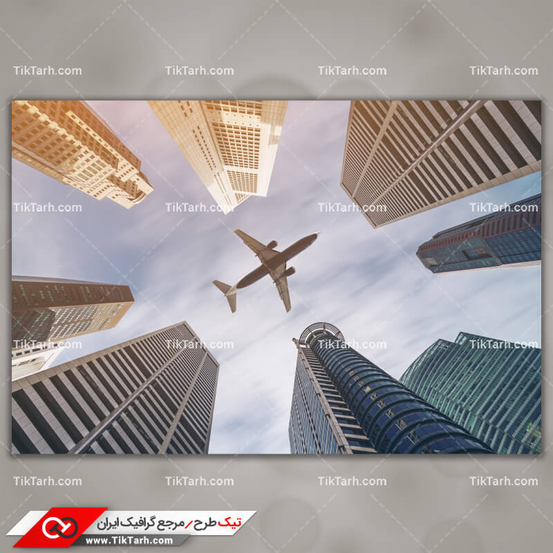 دانلود تصویر با کیفیت گرافیکی برجهای مسکونی و هواپیما