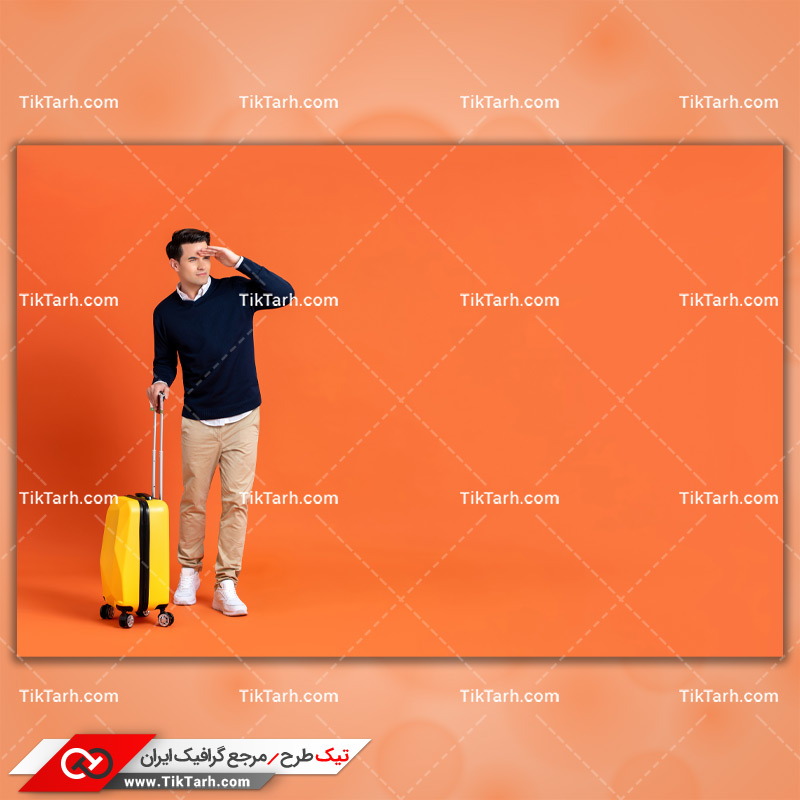 دانلود تصویر با کیفیت مسافر با چمدان زرد