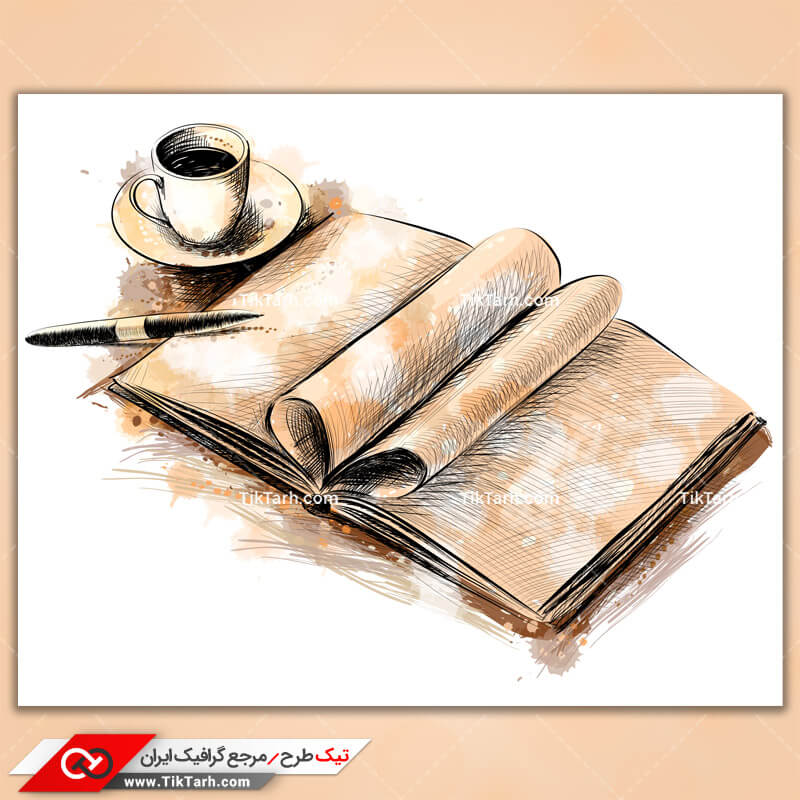 دانلود کلیپ آرت کارتونی کتاب و فنجان چای