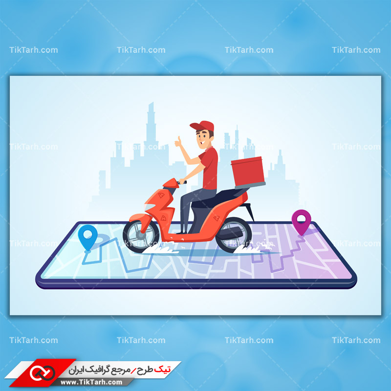 وکتور مفهومی پیک موتوری اینترنتی