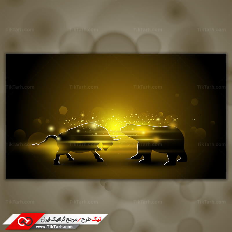 پس زمینه طراحی با طرح خرس و گاو وحشی