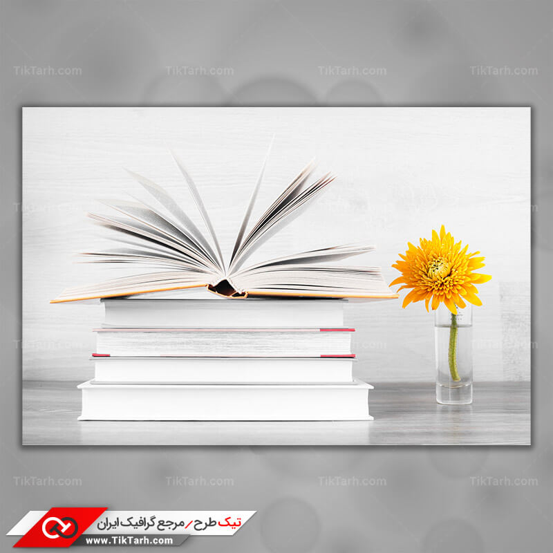 دانلود تصویر با کیفیت کتاب و شاخه گل