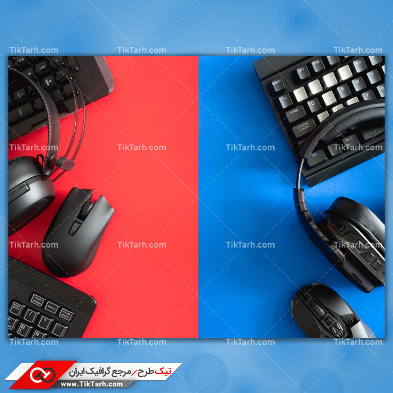 تصویر گرافیکی تکنولوژی های پیشرفته با زمینه قرمز و آبی