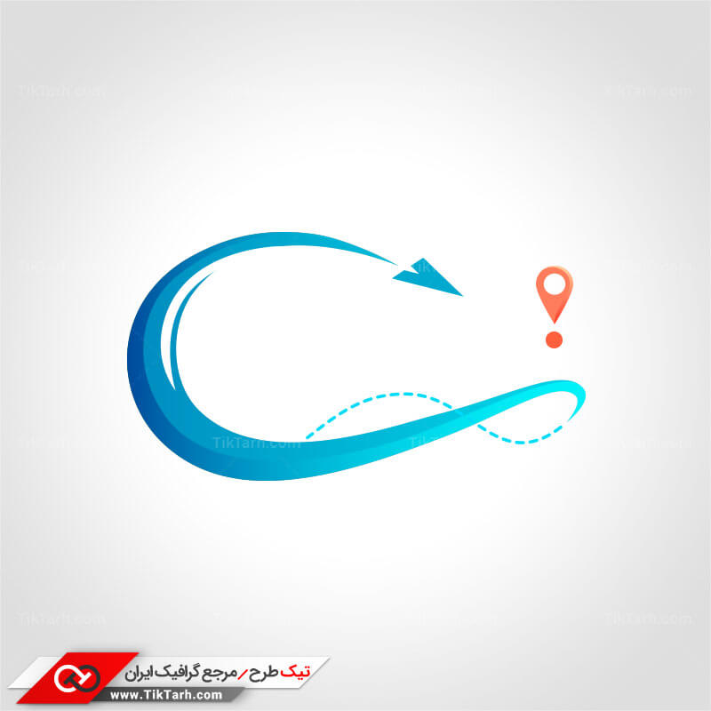 طرح لایه باز لوگو فلش آبی و مکان یاب