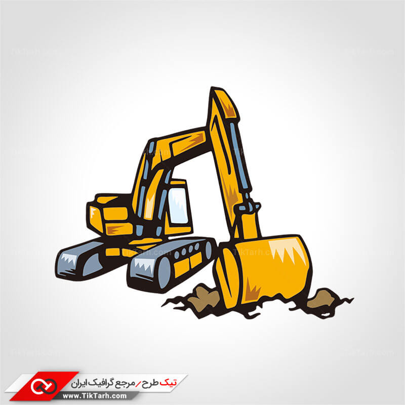 طرح لایه باز کلیپ آرت بیل مکانیکی زرد رنگ