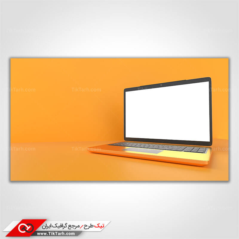 دانلود تصویر با کیفیت لپ تاپ با زمینه نارنجی
