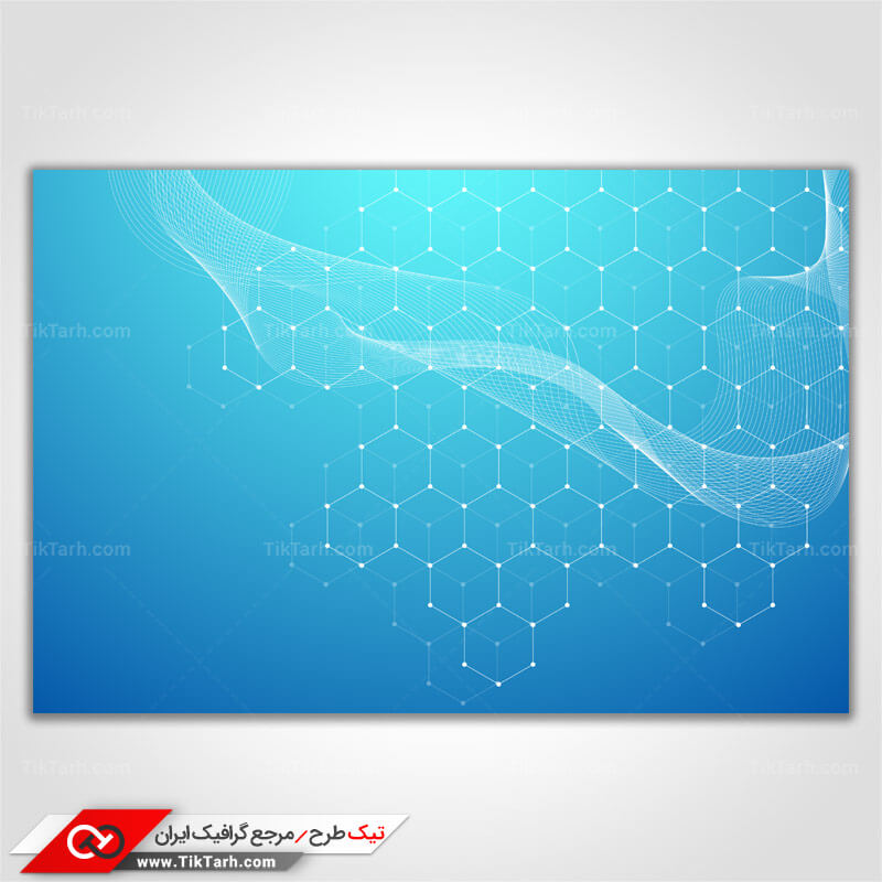پس زمینه طراحی شش ضلعی ها با زمینه آبی