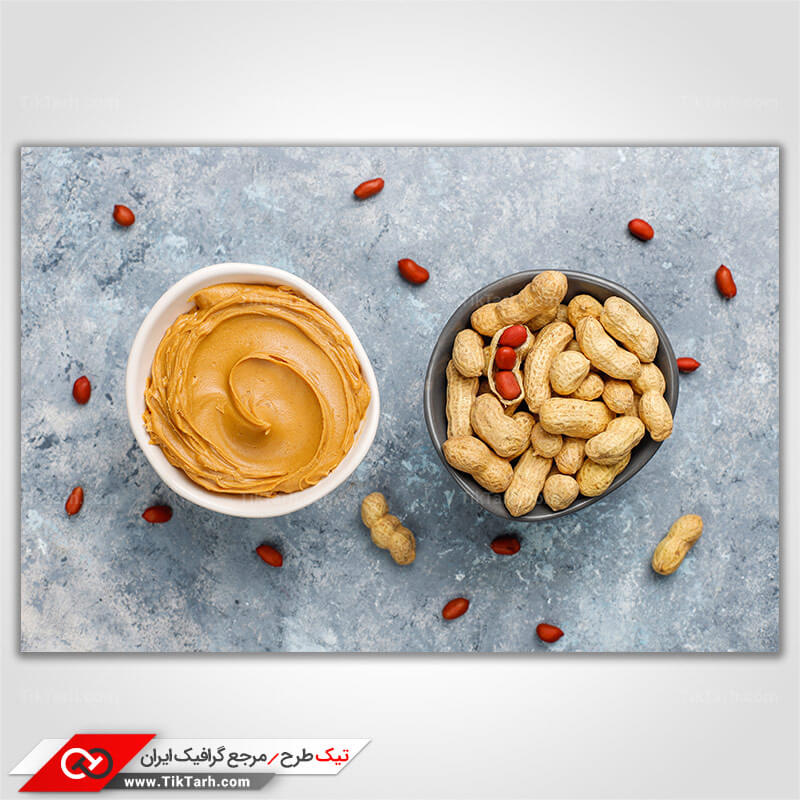 تصویر باکیفیت بادام زمینی و کره ی بادام زمینی
