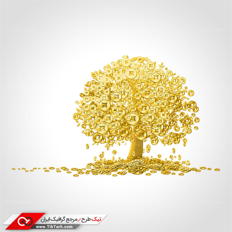 طرح گرافیکی کلیپ آرت درخت سکه